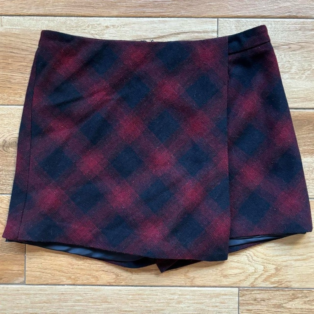 Hinge Red and Black Plaid Skirt
